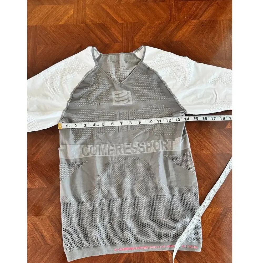 Compressport On/Off Ventilation Athletic Shirt Gray White Size Small XS